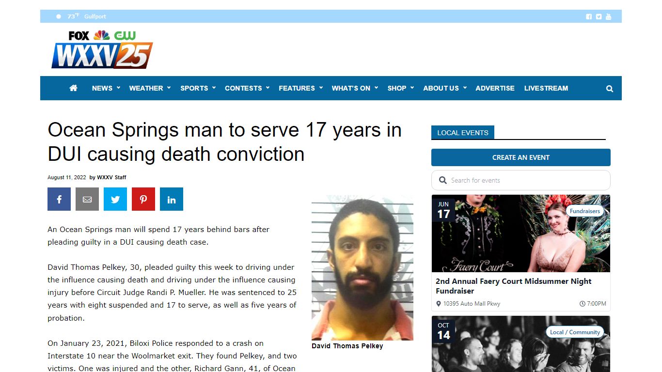 Ocean Springs man to serve 17 years in DUI causing death conviction